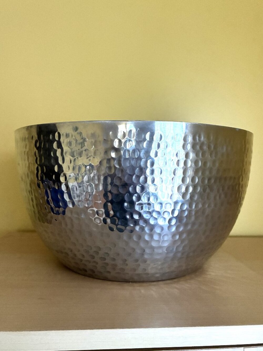 XL Silvertone Hammered Metal Decorative Bowl Threshold